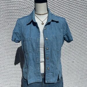 Casual Blue Denim Button-Down Shirt